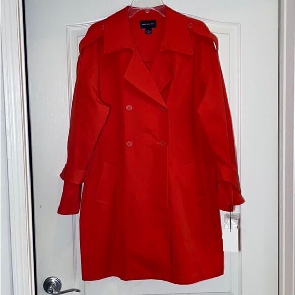 NWT MSRP $139 Something Navy Easy Oversize Trench Coat Women's Size Medium - Picture 4 of 9
